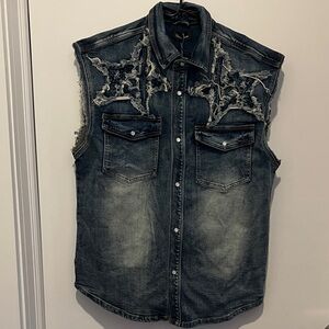 Distressed Denim Vest